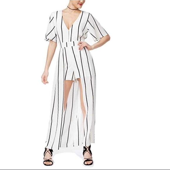 Crystal Sky Pants - Crystal Sky Women's Size 13 Striped Jumpsuit with Tie Belt Casual Chic